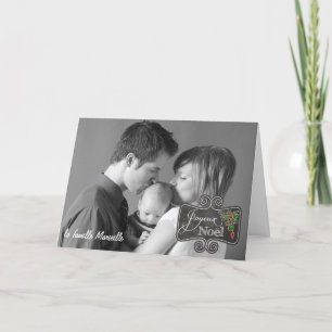 Chalkboard - Joyeux Noel French custom photo/name Holiday Card