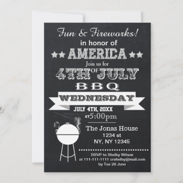 Chalkboard July 4th BBQ Holiday party Invitation
