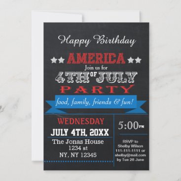 Chalkboard July 4th Holiday party Invitation