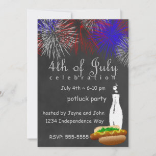 Chalkboard July Fourth Fireworks Party Invitation