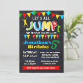 Chalkboard Jump birthday trampoline bounce party Invitation (Standing Front)