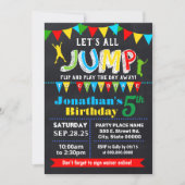 Chalkboard Jump birthday trampoline bounce party Invitation (Front)