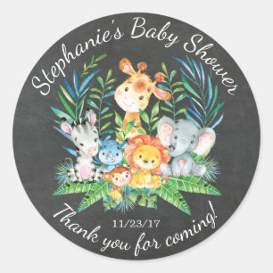 Chalkboard Jungle Animal Baby Shower Favor Sticker