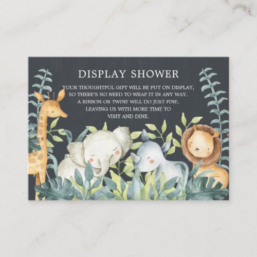 Chalkboard Jungle Animals Baby Gift Display Shower Enclosure Card