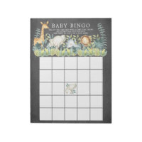 Chalkboard Jungle Animals Baby Shower Bingo Game Notepad