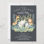 Chalkboard Jungle Animals Baby Shower Invitation (Front)