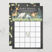 Chalkboard Jungle Animals BINGO Baby Shower Game Invitation