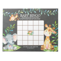 Chalkboard Jungle Baby Shower Bingo Game Notepad