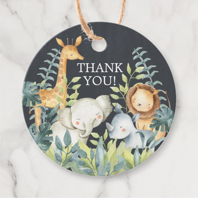 Chalkboard Jungle Baby Shower Favor Gift Tag (Front)