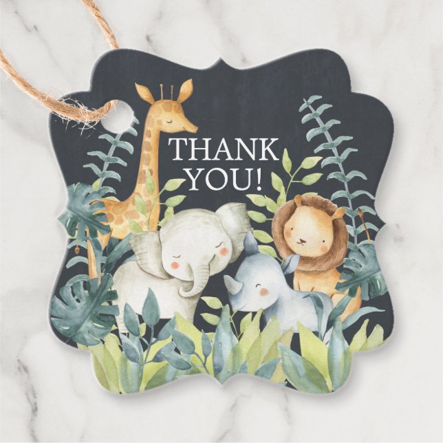 Chalkboard Jungle Baby Shower Favor Gift Tag (Front)