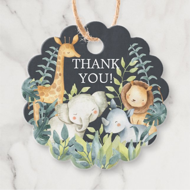 Chalkboard Jungle Baby Shower Favor Gift Tag (Front)