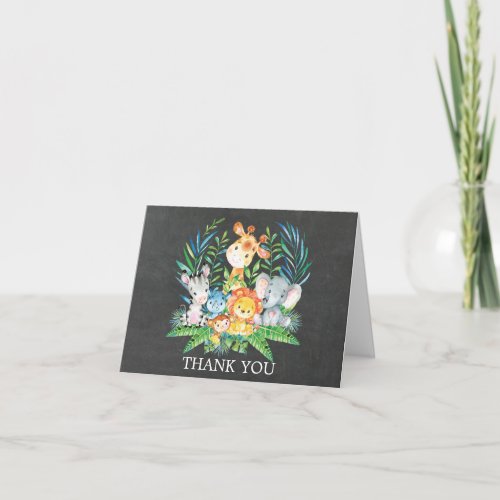 Chalkboard Jungle Baby Shower Thank You Note