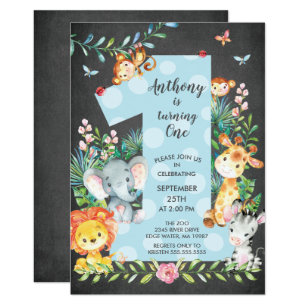 Boys Safari 1st Birthday Invitations Zazzle