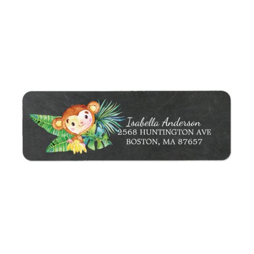 Chalkboard Jungle Monkey Baby Shower Address Label