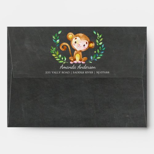Chalkboard Jungle Monkey Wood Invitation Envelope