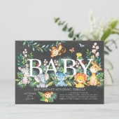 Chalkboard Jungle Neutral Baby shower Invitation (Standing Front)