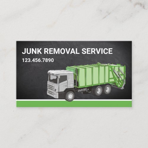 Chalkboard Junk Removal Service Garbage Truck Business Card