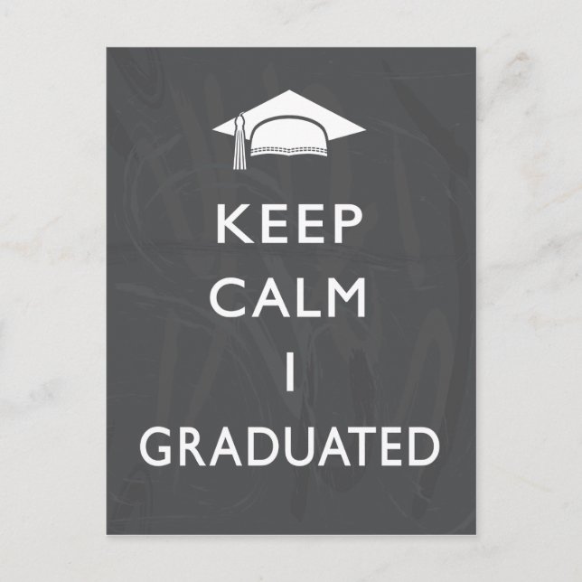 Chalkboard Keep Calm Graduation Thank You Postcard (Front)