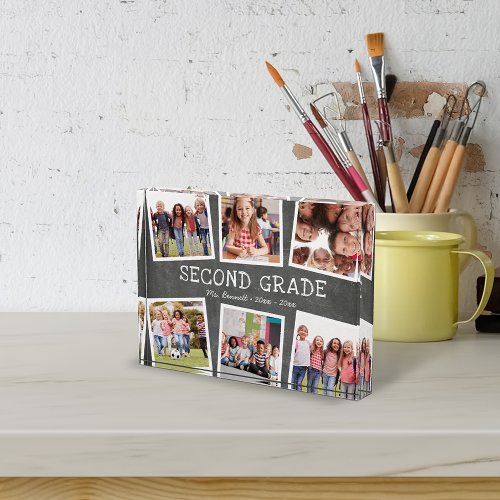 Chalkboard Kids School Year Keepsake Collage Photo Block