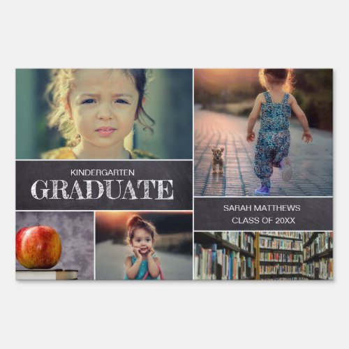 Chalkboard Kindergarten Graduate Photo Collage Ann Sign