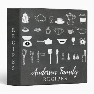 Chalkboard Kitchen Bridal Shower Family Recipe 3 Ring Binder