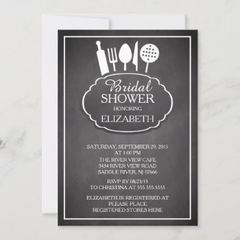 Chalkboard Kitchen Bridal Shower Invitation by invitationstop at Zazzle
