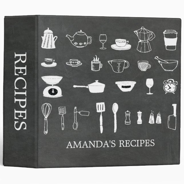 Chalkboard Kitchen Bridal Shower Recipe Binder (Front/Spine)