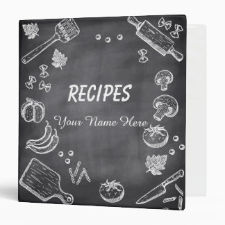 Chalkboard Kitchen utensils recipe binder book
