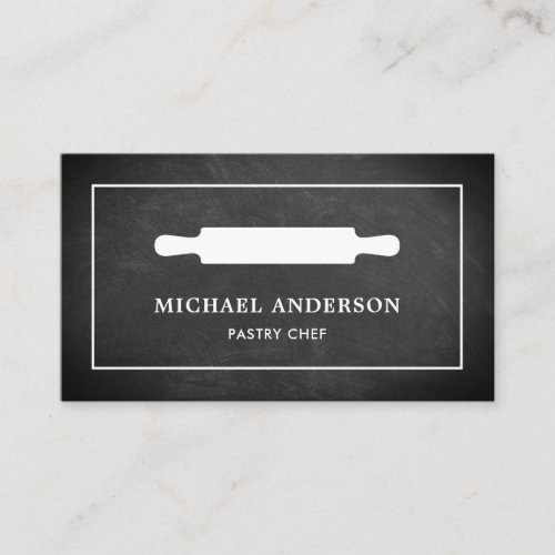 Chalkboard Kitchen White Rolling Pin Pastry Chef Business Card
