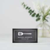 Chalkboard Kitchen White Spatula Personal Chef Business Card (Standing Front)
