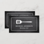 Chalkboard Kitchen White Spatula Personal Chef Business Card (Front/Back)