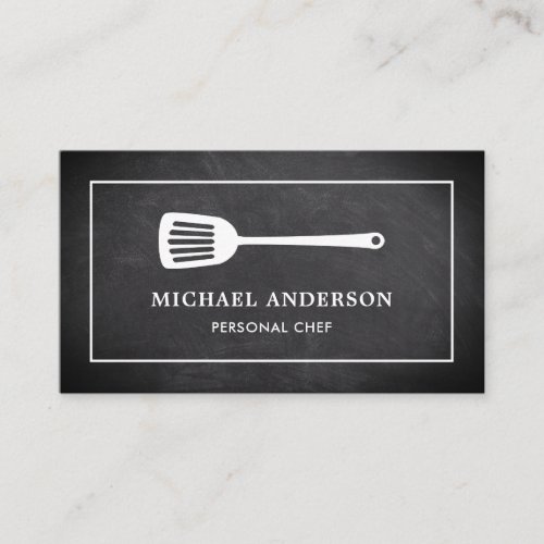 Chalkboard Kitchen White Spatula Personal Chef Business Card