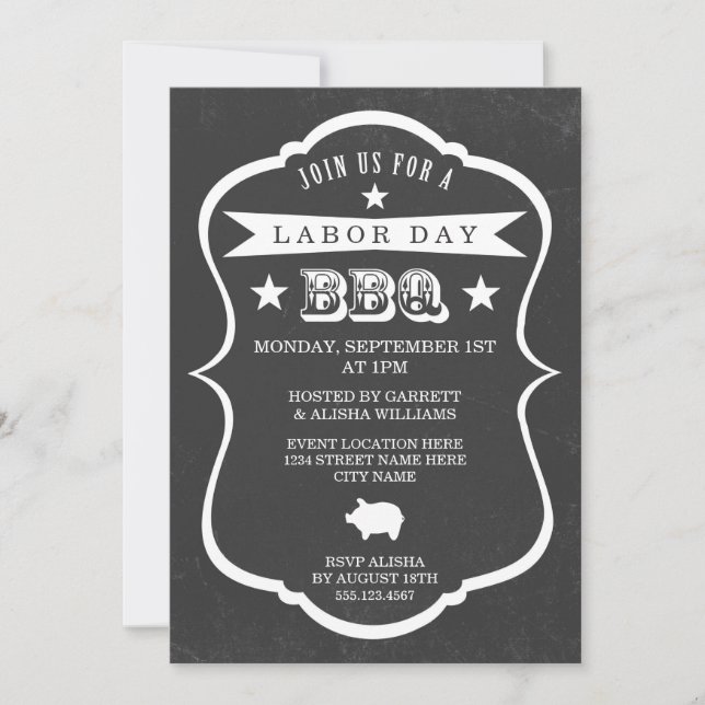 Chalkboard Labor Day Barbecue Invitation (Front)