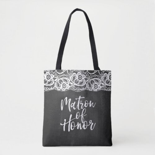 Chalkboard Lace matron of honor Tote Bag