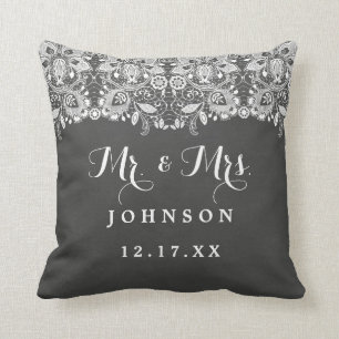 Chalkboard Lace Mr. and Mrs. Wedding Pillow