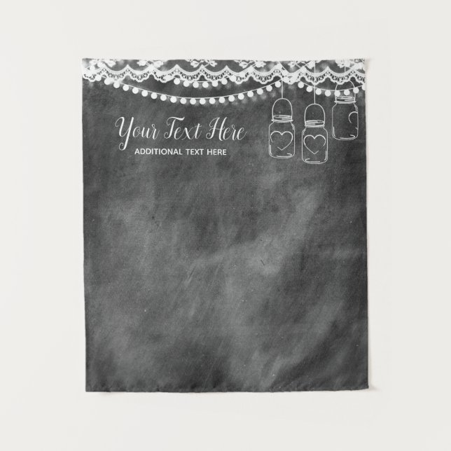 Chalkboard Lace Wedding Photo Booth Backdrop (Front)
