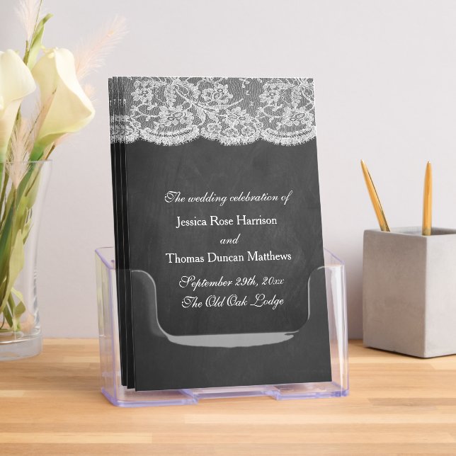Chalkboard & Lace Wedding Programs Brochure (Insitu)