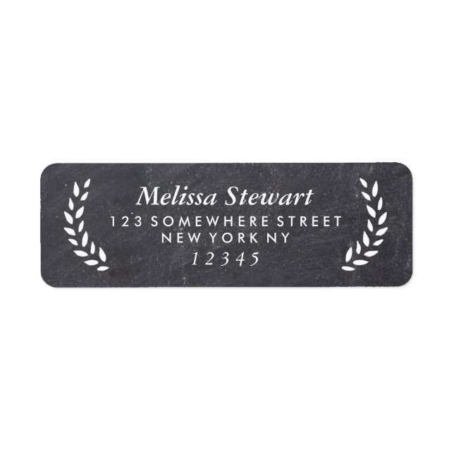 Chalkboard Laurel Wreath Return Address Label (Front)