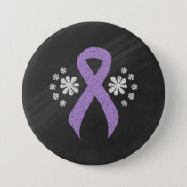 Chalkboard Lavender Awareness Ribbon Pinback Button