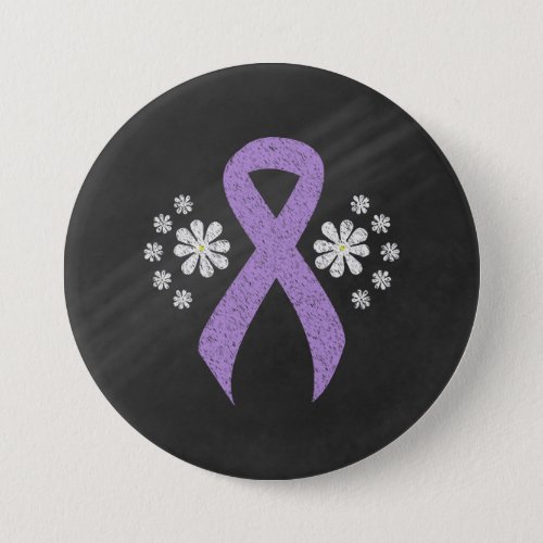 Chalkboard Lavender Awareness Ribbon Pinback Button