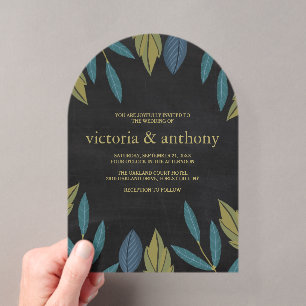 Chalkboard Leaf Wedding Acrylic Invitations