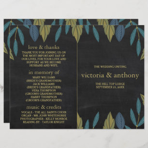 Chalkboard Leaf Wedding Bi-Fold Program