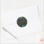 Chalkboard Leaf Wedding Favor Classic Round Sticker<br><div class="desc">These thank you stickers are perfect for any couple planning a trendy modern wedding celebration. The design features a stylish chalkboard background with chic hand drawn foliage leaves in shades of blue and green. The simple design can be personalized to suit your special event and will be the perfect favor...</div>