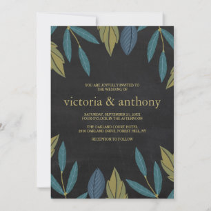 Chalkboard Leaf Wedding Invitation