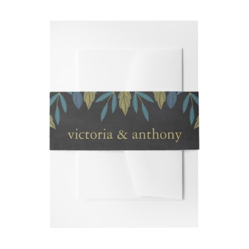 Chalkboard Leaf Wedding Invitation Belly Band