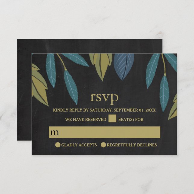 Chalkboard Leaf Wedding RSVP (Front/Back)