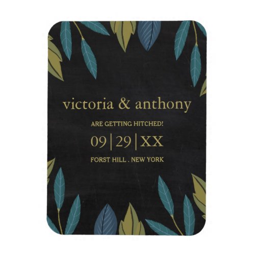 Chalkboard Leaf Wedding Save The Date Magnet