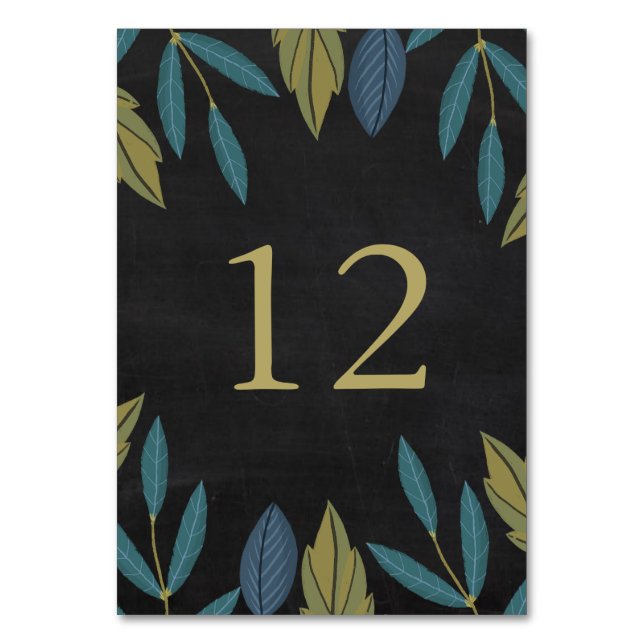 Chalkboard Leaf Wedding Table Number (Front)