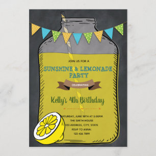 Chalkboard lemonade bbq picnic party invitation