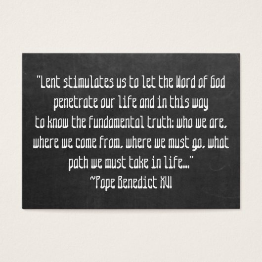 Chalkboard Lent Meaning Pope Benedict XVI Easter (Front)